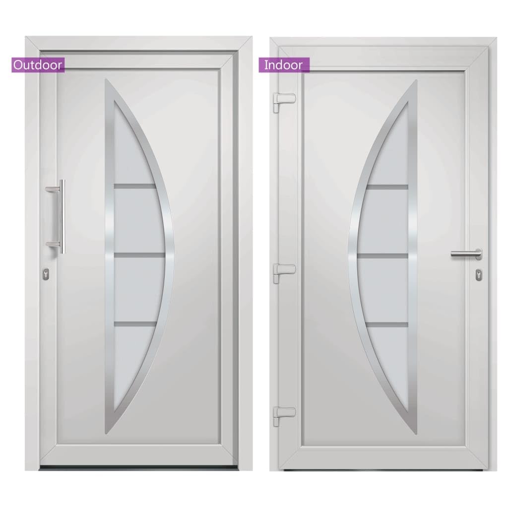 Gecheer Porta di Ingresso Bianca, Sicura con Chiusura a 5 Punti, Dimensioni 98x200 cm, Telaio in PVC con Anima in Acciaio e Vetro Isolante, per Casa e Appartamento