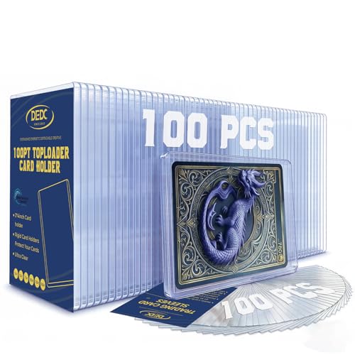 Image of DEDC 100pt Toploaders and Penny Sleeves Bundle - 100 Rigid Hard Card Sleeves for Thick Sports Jersey Cards & Memorabilia - 3 inch x 4 inch Acid-Free Archival Safe Protective Holders for Long-Term Storage