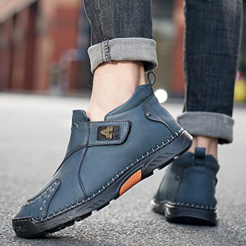 Solacozy Men's Slip On Boots Leather, Lightweight Chukka Ankle Boots For Men Casual Hand-Stitching, Work Shoes For Men Fashion Business Black Brown #TOP3