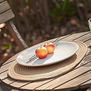 Placemats Set of 6 Oval – Woven Boho Farmhouse Table Mats for Dining Table for 6, Kitchen Decor, Washable and Handmade Rustic Table Accessories (Oval, Light Brown) Placemats Set of 6 Oval–Woven Boho Farmhouse Table Mats for Dining Table for 6 Kitchen Decor Washable and Handmade Rustic Table Accessories Oval Light Brown