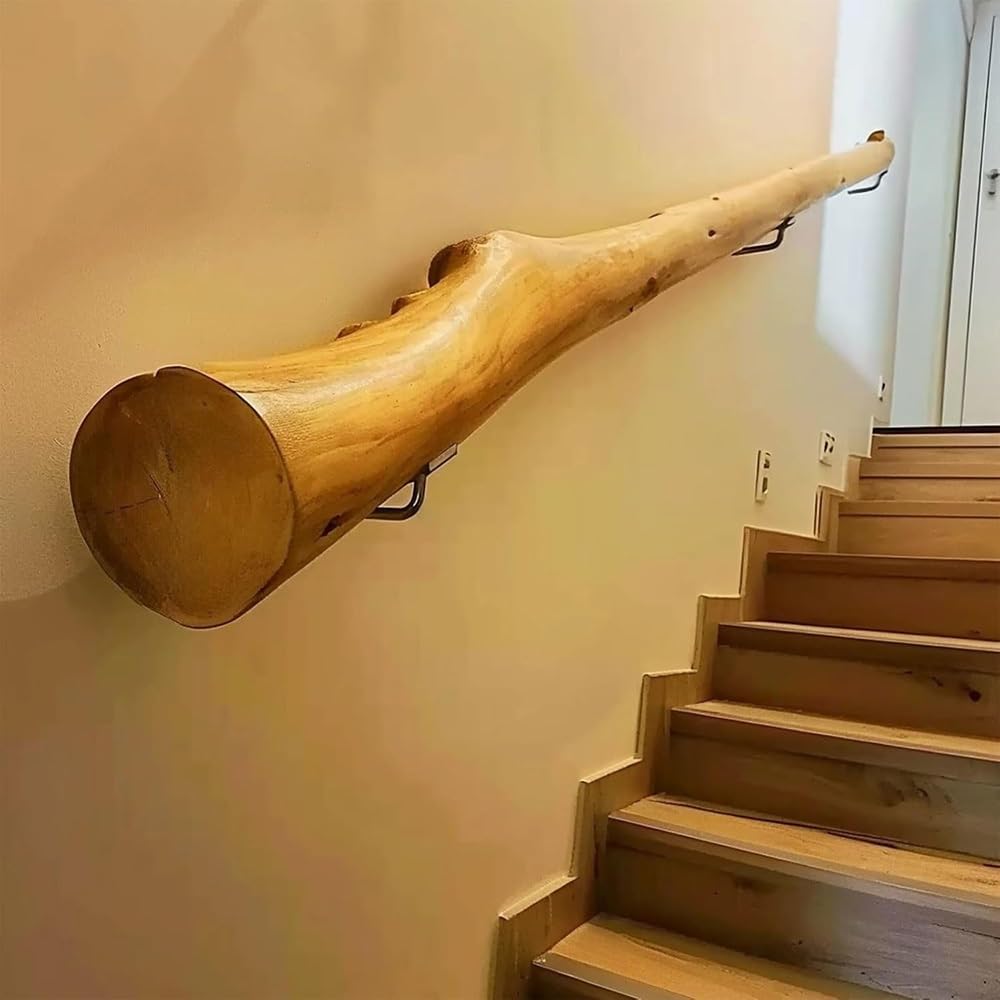 60 cm – 150 cm – antypoślizgowe drewniane poręcze schodowe dla bezpieczeństwa w domu, na strychu i korytarzu, stabilność schodów (opcja 80