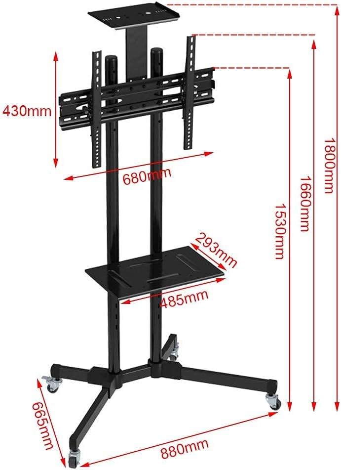 Soporte móvil para TV con estante ajustable y ruedas miniatura 2