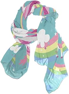 Bufanda larga de gasa con diseño de unicornio arcoíris
