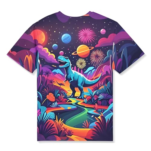 Image of Linnhoy Kids 3D Print Fashion Graphic T-Shirts for Boys Girls 6-16 Years | Unisex Colorful Short Sleeve, Crewneck, Breathable Fabric, Suitable for Daily Sport Festival Wear