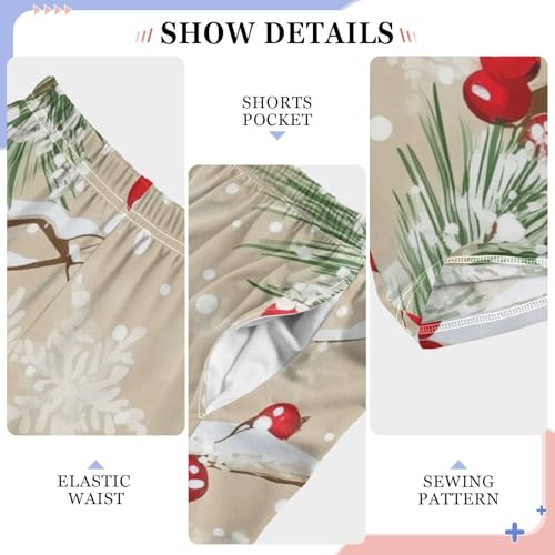 Christmas Cardinal Boys Long Pants Soft Trousers Elastic Waist Kids Lounge Bottoms with Pockets S-XL4