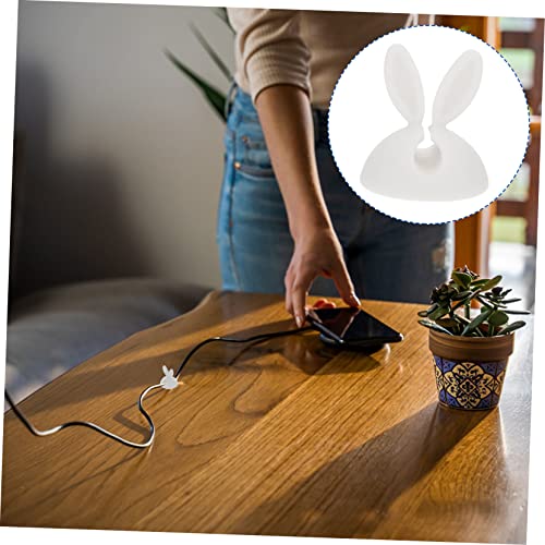 20 piezas organizador de cables con forma de conejo, diseño adorable, fácil instalación para el hogar y oficina, gestión de cables de escritorio miniatura 7