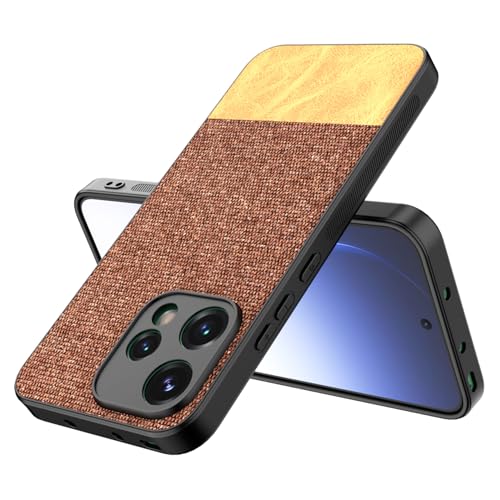Image of Kapa Soft Fabric & Leather Hybrid Protective Back Cover for Oppo Reno 15 5G | Shockproof Slim Hard Anti Slip Back Case (Brown)