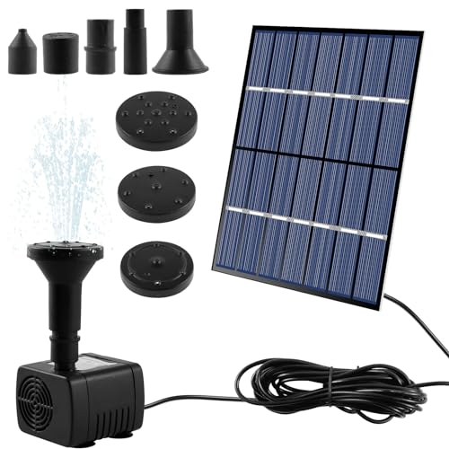 Solar Fountain Pump,1.4W Solar Powered Water Pump Panel Kit with 8 Nozzles, Multipurpose Solar Pond Pump,Outdoor Solar Water Fountain Pump for Small Pond Pool Fish Tank Bird Bath Garden Decor