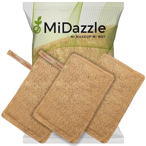 Image of Midazzle 100% Natural Body Scrubber Loofah for Bathing (Rectangle) (Pack of 3)