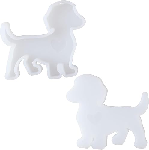 HomeSoGood 2 moldes de silicona con forma de perro, moldes de silicona para horno, moldes de silicona seguros para hornear, jabón, velas, arcilla,