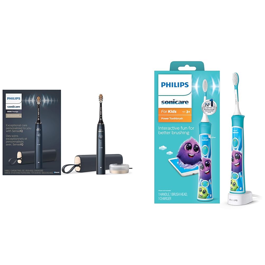 Philips Sonicare 9900 Prestige Rechargeable Electric Power Toothbrush with SenseIQ for Kids 3 Bluetooth Connected Rechargeable Electric Power