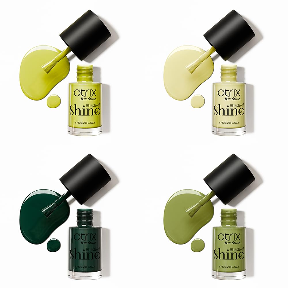Otrix True Colors Shade of Shine Nail Polish Combo | Pure Rhythm - 4 Shades | 6ml Each | Long Lasting, Quick Dry, 21-Free Formula, Safe for all nails (Forest Eclipse, Leaf Green, Yellow Sheen, Lemon Sorbet)-image-32