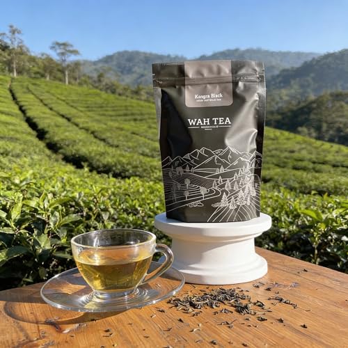 Image of Wah Tea Kangra Black Tea Loose Leaf Premium Himalayan Estate | Crisp, Bright & Smooth Full Leaf Brew | Delicate Aroma with Clean Finish | Rich Flavor Classic Everyday Tea | 200g