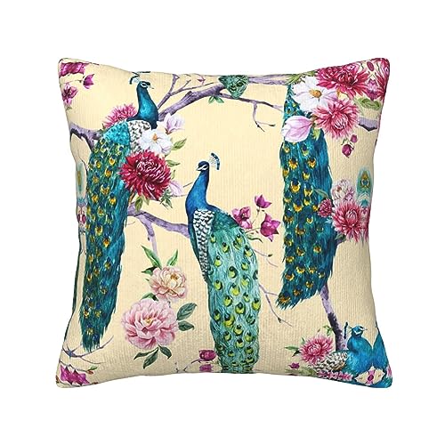Housse de coussin velours côtelé paon déco canapé salon et chambre douce - 2