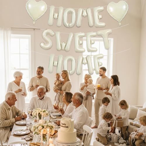 Image of TONIFUL 16 Inch Cream White HOME SWEET HOME Letter Balloon Decorations