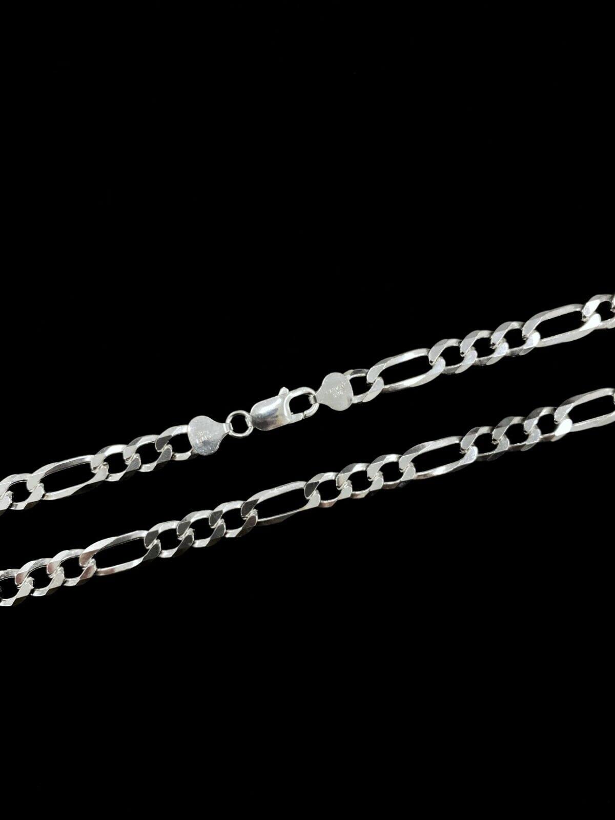 Amazon.com: Solid 925 Sterling Silver 7MM Figaro Link Chain