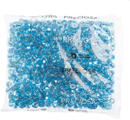 Preciosa Czech Seed Beads 32/0 (8mm) Silver Lined Transparent Aqua - 250g Bulk Bag Beads for Jewelry Making and Crafts