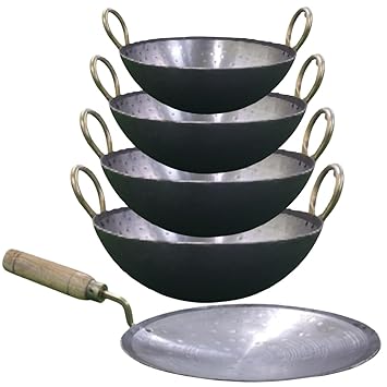SHINI LIFESTYLE Iron Loha Kadhai,30cm,28cm,25cm,22cm with Loha Tawa