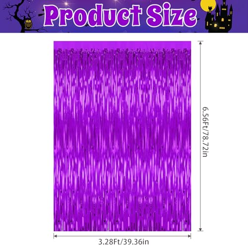 Image of 5 Pack Purple Backdrop Tinsel Streamers Foil Fringe Backdrop Halloween Party Decorations Purple Backdrop Curtain Birthday Graduation Bachelorette Christmas New Year Party Decorations