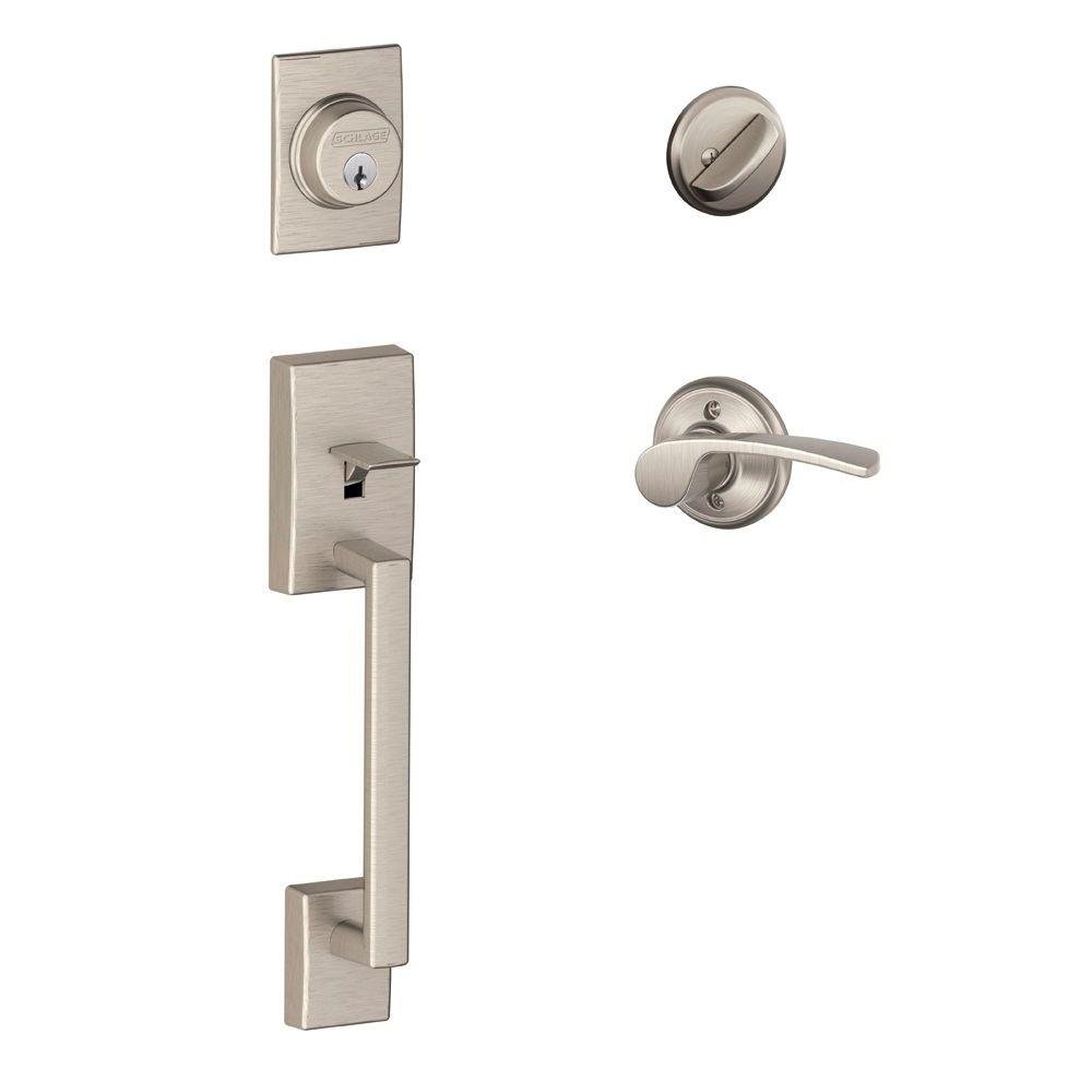 SCHLAGE Lock Company Century Tek Silindir Tutma Kolu ve Sol El Merano Kolu, Saten Nikel (F60 CEN 619 MER LH)