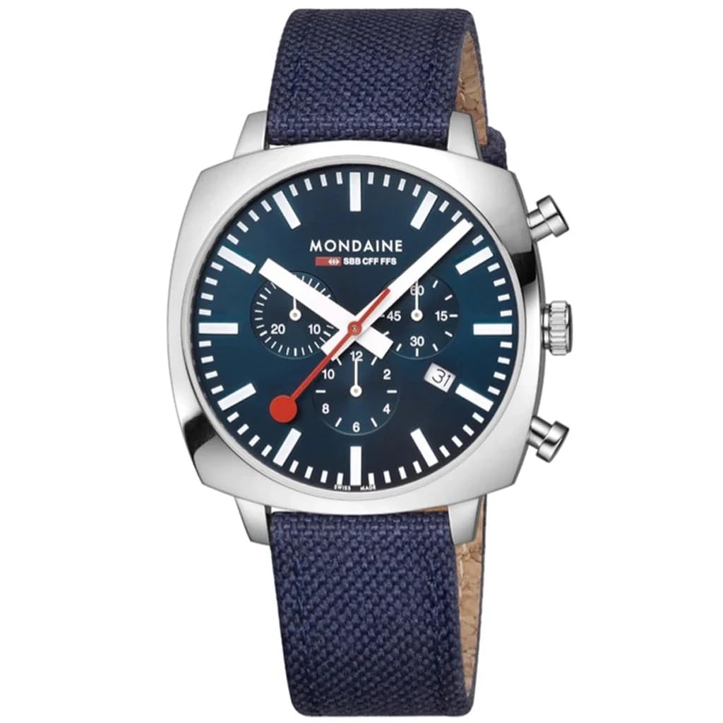 Mondain Cushion Date Chronograph Analog Dial Color Blue Mens Watch - MSL.41440.LD.Set (B0C9C49PL8) Amazon Price History, Amazon Price Tracker