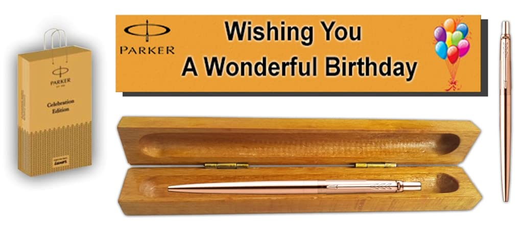 Parker Jotter Antimicrobial Copper ION Plated Ball Pen with Wooden Birthday  Wishing Gift Box and Gift Bag