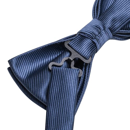 Image of Hi-Tie Bow Ties for Men Pre-Tied Pocket Square with Cufflinks Mens Bowtie Sets for Wedding Formal Party