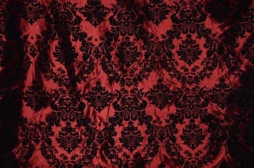 Damask Taffeta Velvet Flocked Burgundy Dress Home Decor Apparel Curtains by The Yard