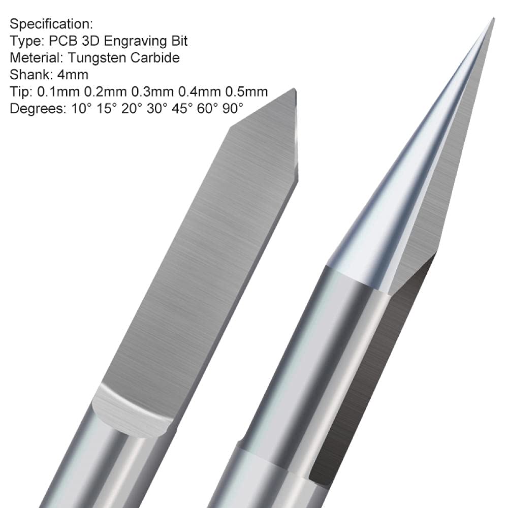 Punte Per Incisione PCB Con Gambo Da 4 Mm 10-90 Gradi A Forma Di V Fresa In Metallo Duro Fondo Piatto Fresa 3D Strumento Router CNC
