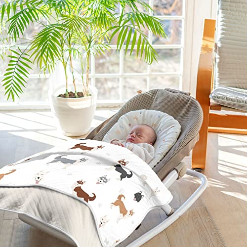 Image of Swaddle Blanket Siberian Husky Dog Cotton Blanket for Infants, Receiving Blanket, Lightweight Soft Swaddling Blanket for Crib, Stroller, Nursery Blankets, Puppy, 30x40 in