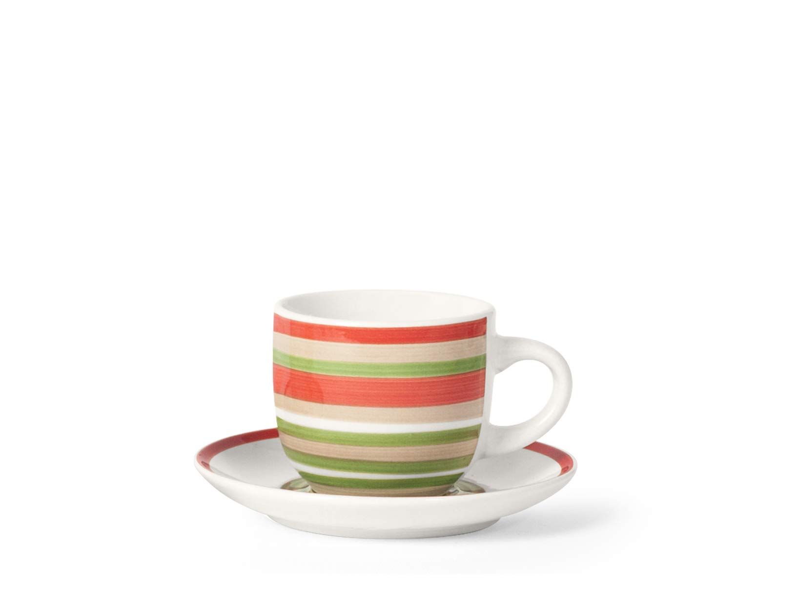 Home 100 Righe Set 6 Tazze Caffè, con Piattino, Stoneware, cc95