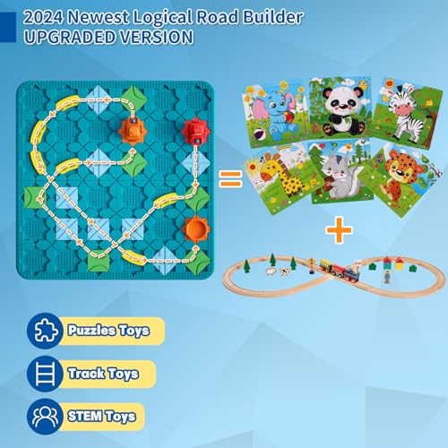 Image of Kids Board Games Learning Toys, STEM Educational Logic Kits with 200+ Challenges & 4 Difficulty Levels, Brain Puzzles Maze Games for Boys Girls Ages 3-10 Birthday Gifts