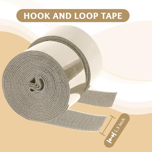 Image of 1.5 inch x 1 Yards Light Beige Wide Hook and Loop with Self Adhesive Tape Strong Sticky Back Roll Nylon Heavy Duty Strips Excellent Grip Fabric Softener for Home Office School Car Craft Organizer