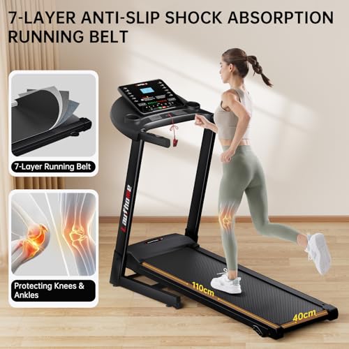 Laufhome Folding Treadmill Home, Motorized Jogging Running Machine, 3 Levels Manual Incline,Running Belt 110 * 40cm, Bluetooth & Multi-functional Display & Heart-rate Sensor, 95% Pre-assembled - Image 6