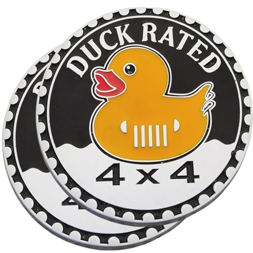 Image of 2 pcs Car Emblem 4 x 4 Metal Automotive Badge 3D Metal Car Badges Emblems Round Emblem Decals Car Badge Decals Stickers Compatible with Vehicles Trucks SUV RV Decorations (Duck Rated-E)