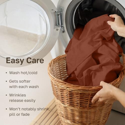 Image of California Design Den King Pillow Cases Set of 2-400 Thread Count, 100% Cotton Sateen, Soft and Breathable Pillowcases King - Rust