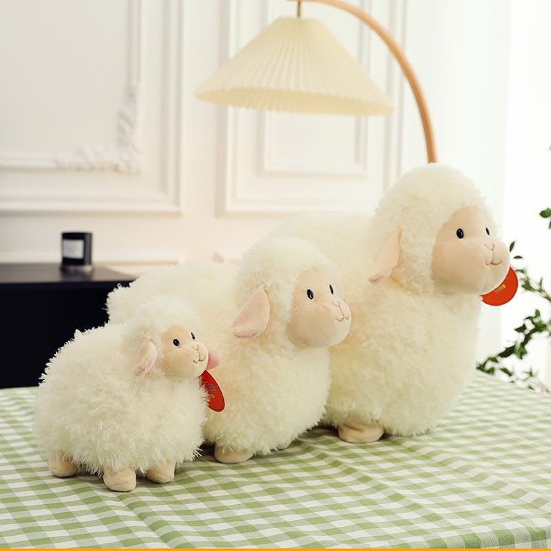 Kawaii Oveja Peluche Juguete Lindo Cordero Suave Relleno Almohada de Peluche Juguete de Decoración de Habitación de Muñecas para Niños/Niñas Regalo de Cumpleaños 45cm Blanco