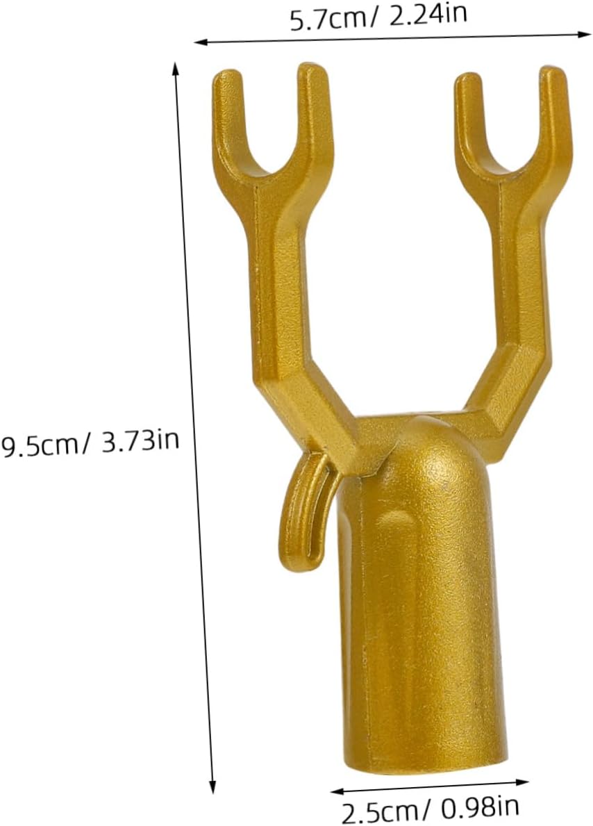 2pcs Aluminum Alloy Clothes Pole Forks Gold Silver Easy Install Sturdy Lightweight Ceiling Reaching Pole Forks for Closet