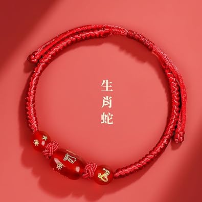 2025 New Year of Snake Red String Bracelet Adjustable 12 Zodiac Horse Charm Bracelet Chinese Animal Good Luck Feng Shui Red Rope Bracelet Jewelry Gifts for Women Men