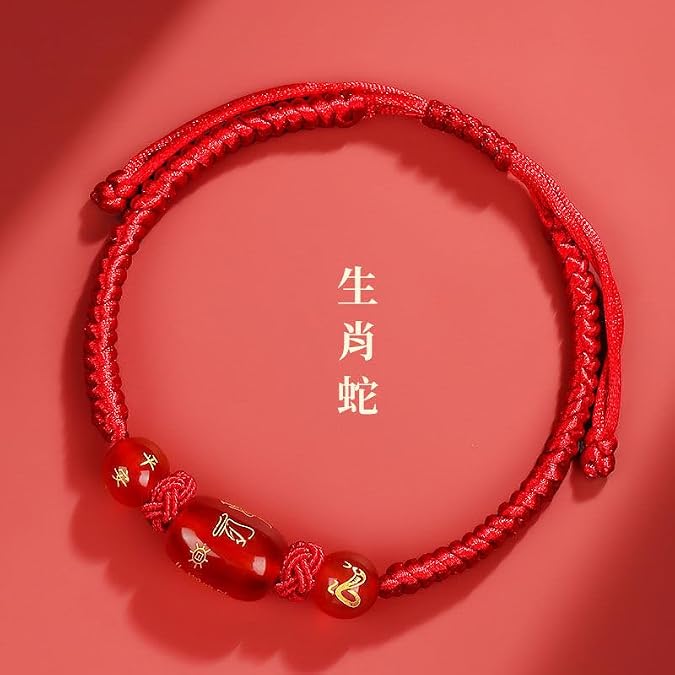 2025 New Year of Snake Red String Bracelet Adjustable 12 Zodiac Horse Charm Bracelet Chinese Animal Good Luck Feng Shui Red Rope Bracelet Jewelry Gifts for Women Men