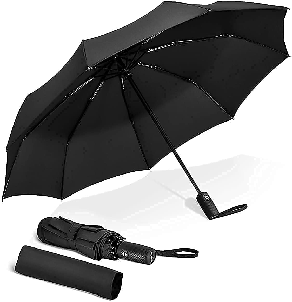 GOMAIHE UV protection Black Umbrella Automatic open close for rain and sun protection 3 fold umbrella for men women kids boys girls big size large three fold stylish folding under windproof travel-image-44