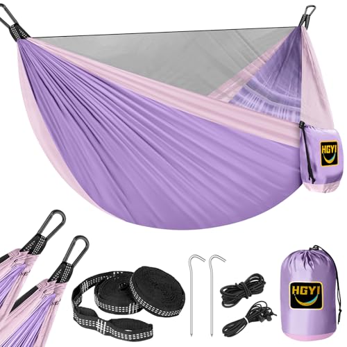 Image of Camping Hammock Mosquito Net,Double & Single Portable Hammocks for Kids Hammocks with 2 Tree Straps,Hammock Tent for Travel Camping,Camping Accessories for Indoor Outdoor Hiking Backpacking