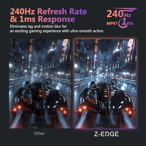 Z-Edge 27 Inch 240Hz Gaming Monitor IPS Panel 1ms MPRT Full HD LED Monitor, 400cd/m² Brightness, Ultra-Thin Bezel, HDR10, FreeSync, HDMI & DisplayPort, VESA Mountable, White - Image 3