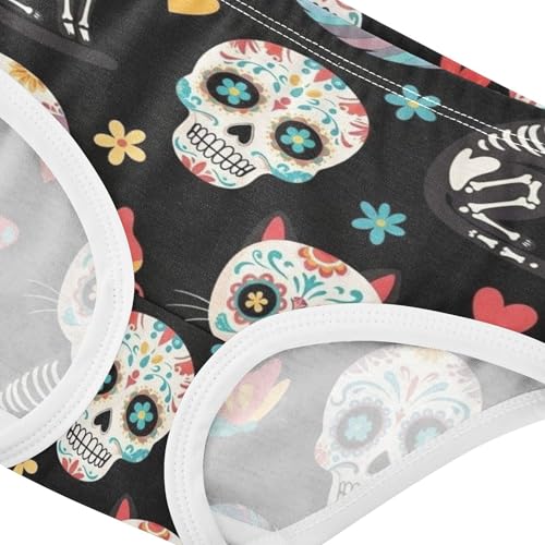 Toddlers Underwear Floral 2t Cotton Panties Little Girl Designer Briefs Kids Undies Colorful Skulls Cats Floral Black4