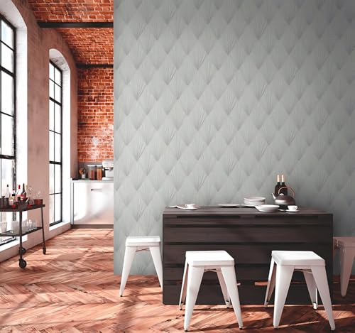 Papier peint géométrique pour masquer les défauts du mur blanc gris - 6