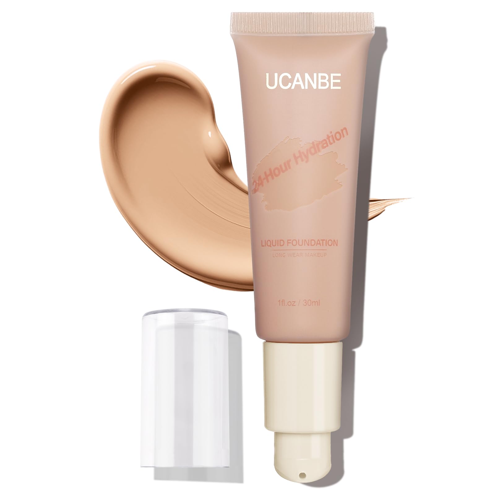 UCANBEMatte Liquid Foundation Makeup, Medium to Full Coverage Waterproof Longwear Serum Cream Foundation for Combination & Oily Mature Skin, Lightweight Hydrating Nourishing, Natural Beige, 1 fl. oz.