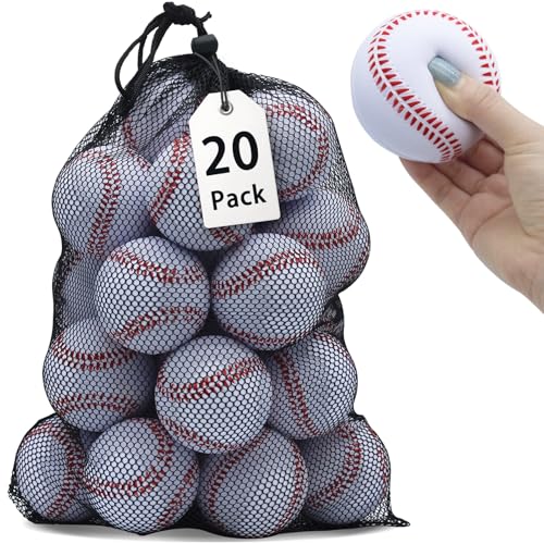 Magicorange Foam Baseballs 20 Pack Practice Training Baseballs Unmarked Baseball Soft Toss Batting Fielding Hitting Pitching (White)