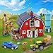 INSOON Farm Barn Building Set with LED, Western Farm House Building Block with Windmill Tractor Horse Animals 1405 PCS, Big Barn Construction Toy Brick Kit for Adults Teens Boys Girls 10-12+
