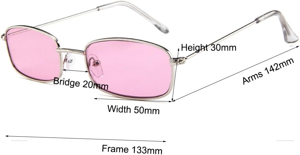 Armear Small Metal Frame Square Sunglasses Non Polarized Lens Silver/Pink 50 Millimeters image 4 of 4 B07DFJD9P3