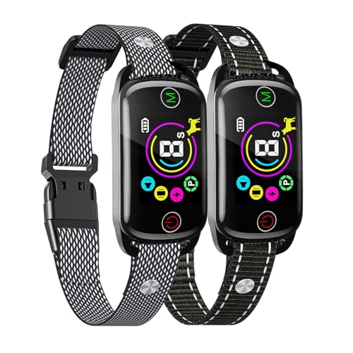 Dog Bark Collar 2 Pack, Bark Collar for Large Medium Small Dogs, Smart Bark Collar, Rechargeable Anti Bark Collars for Dogs with 8 Adjustable Sensitivity, Bark Shock Collar with 4 Training Modes